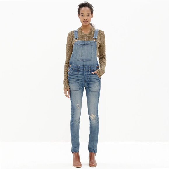 MADEWELL S Skinny Overalls in Adrian Wash Distressed - Picture 2 of 7